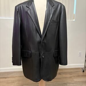 HUB Genuine Leather Blazer Jacket Men’s XL – Black Real Leather Coat